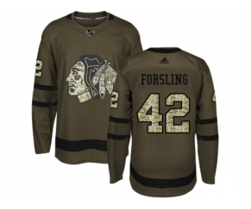 Men Adidas Chicago Blackhawks #42 Gustav Forsling Green Salute to Service Stitched NHL Jersey