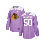 Men Adidas Chicago Blackhawks #50 Corey Crawford Purple Authentic Fights Cancer Stitched NHL Jersey