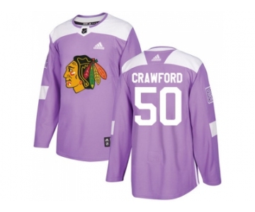 Men Adidas Chicago Blackhawks #50 Corey Crawford Purple Authentic Fights Cancer Stitched NHL Jersey