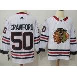 Men Adidas Chicago Blackhawks #50 Corey Crawford White Road Authentic Stitched NHL Jersey