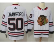 Men Adidas Chicago Blackhawks #50 Corey Crawford White Road Authentic Stitched NHL Jersey