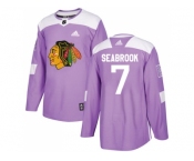 Men Adidas Chicago Blackhawks #7 Brent Seabrook Purple Authentic Fights Cancer Stitched NHL Jersey