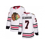 Men Adidas Chicago Blackhawks #7 Brent Seabrook White Road Authentic Stitched NHL Jersey