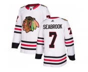 Men Adidas Chicago Blackhawks #7 Brent Seabrook White Road Authentic Stitched NHL Jersey