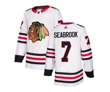 Men Adidas Chicago Blackhawks #7 Brent Seabrook White Road Authentic Stitched NHL Jersey