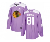 Men Adidas Chicago Blackhawks #81 Marian Hossa Purple Authentic Fights Cancer Stitched NHL Jersey