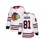 Men Adidas Chicago Blackhawks #81 Marian Hossa White Road Authentic Stitched NHL Jersey