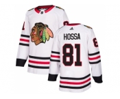 Men Adidas Chicago Blackhawks #81 Marian Hossa White Road Authentic Stitched NHL Jersey