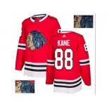 Men Adidas Chicago Blackhawks #88 Patrick Kane Red Home Authentic Fashion Gold Stitched NHL Jersey