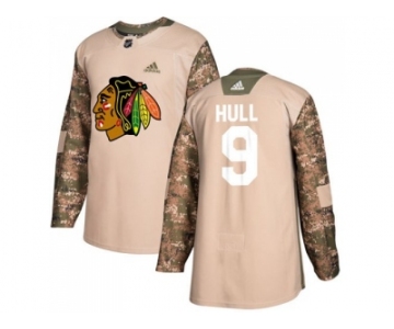 Men Adidas Chicago Blackhawks #9 Bobby Hull Camo Authentic 2017 Veterans Day Stitched NHL Jersey