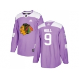 Men Adidas Chicago Blackhawks #9 Bobby Hull Purple Authentic Fights Cancer Stitched NHL Jersey