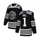 Men's Adidas Chicago Blackhawks #1 Glenn Hall Authentic Black 2019 Winter Classic NHL Jersey