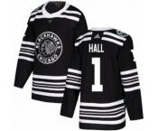 Men's Adidas Chicago Blackhawks #1 Glenn Hall Authentic Black 2019 Winter Classic NHL Jersey