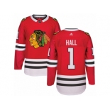 Men's Adidas Chicago Blackhawks #1 Glenn Hall Authentic Red Home NHL Jersey