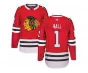 Men's Adidas Chicago Blackhawks #1 Glenn Hall Authentic Red Home NHL Jersey