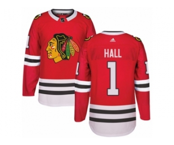 Men's Adidas Chicago Blackhawks #1 Glenn Hall Authentic Red Home NHL Jersey