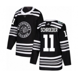 Men's Adidas Chicago Blackhawks #11 Jordan Schroeder Authentic Black 2019 Winter Classic NHL Jersey