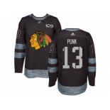 Men's Adidas Chicago Blackhawks #13 CM Punk Authentic Black 1917-2017 100th Anniversary NHL Jersey