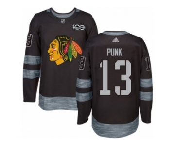 Men's Adidas Chicago Blackhawks #13 CM Punk Authentic Black 1917-2017 100th Anniversary NHL Jersey