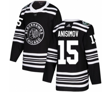 Men's Adidas Chicago Blackhawks #15 Artem Anisimov Authentic Black 2019 Winter Classic NHL Jersey