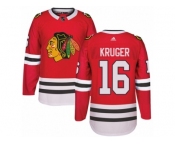 Men's Adidas Chicago Blackhawks #16 Marcus Kruger Authentic Red Home NHL Jersey