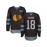 Men's Adidas Chicago Blackhawks #18 Denis Savard Authentic Black 1917-2017 100th Anniversary NHL Jersey