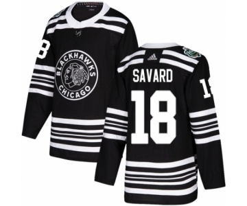 Men's Adidas Chicago Blackhawks #18 Denis Savard Authentic Black 2019 Winter Classic NHL Jersey