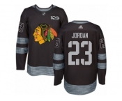 Men's Adidas Chicago Blackhawks #23 Michael Jordan Authentic Black 1917-2017 100th Anniversary NHL Jersey