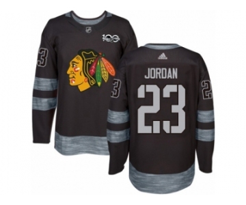 Men's Adidas Chicago Blackhawks #23 Michael Jordan Authentic Black 1917-2017 100th Anniversary NHL Jersey