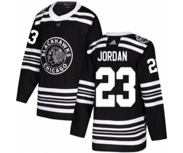 Men's Adidas Chicago Blackhawks #23 Michael Jordan Authentic Black 2019 Winter Classic NHL Jersey