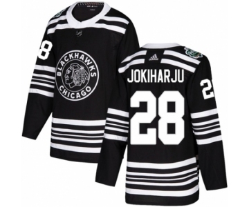 Men's Adidas Chicago Blackhawks #28 Henri Jokiharju Authentic Black 2019 Winter Classic NHL Jersey