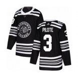 Men's Adidas Chicago Blackhawks #3 Pierre Pilote Authentic Black 2019 Winter Classic NHL Jersey