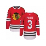 Men's Adidas Chicago Blackhawks #3 Pierre Pilote Authentic Red Home NHL Jersey