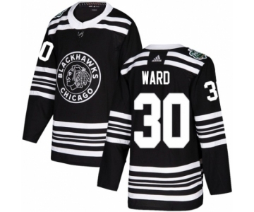 Men's Adidas Chicago Blackhawks #30 Cam Ward Authentic Black 2019 Winter Classic NHL Jersey