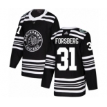 Men's Adidas Chicago Blackhawks #31 Anton Forsberg Authentic Black 2019 Winter Classic NHL Jersey