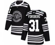 Men's Adidas Chicago Blackhawks #31 Anton Forsberg Authentic Black 2019 Winter Classic NHL Jersey