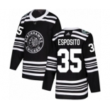 Men's Adidas Chicago Blackhawks #35 Tony Esposito Authentic Black 2019 Winter Classic NHL Jersey