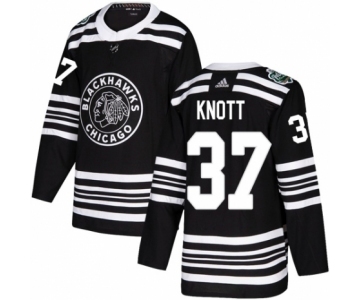 Men's Adidas Chicago Blackhawks #37 Graham Knott Authentic Black 2019 Winter Classic NHL Jersey