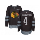 Men's Adidas Chicago Blackhawks #4 Niklas Hjalmarsson Authentic Black 1917-2017 100th Anniversary NHL Jersey