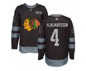 Men's Adidas Chicago Blackhawks #4 Niklas Hjalmarsson Authentic Black 1917-2017 100th Anniversary NHL Jersey