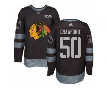 Men's Adidas Chicago Blackhawks #50 Corey Crawford Authentic Black 1917-2017 100th Anniversary NHL Jersey