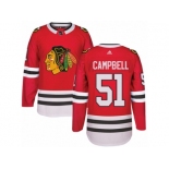 Men's Adidas Chicago Blackhawks #51 Brian Campbell Authentic Red Home NHL Jersey