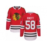 Men's Adidas Chicago Blackhawks #58 Graham Knott Authentic Red Home NHL Jersey