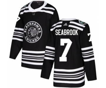 Men's Adidas Chicago Blackhawks #7 Brent Seabrook Authentic Black 2019 Winter Classic NHL Jersey