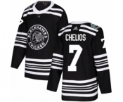 Men's Adidas Chicago Blackhawks #7 Chris Chelios Authentic Black 2019 Winter Classic NHL Jersey