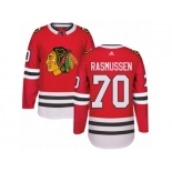 Men's Adidas Chicago Blackhawks #70 Dennis Rasmussen Authentic Red Home NHL Jersey