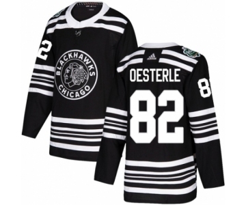 Men's Adidas Chicago Blackhawks #82 Jordan Oesterle Authentic Black 2019 Winter Classic NHL Jersey