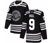 Men's Adidas Chicago Blackhawks #9 Bobby Hull Authentic Black 2019 Winter Classic NHL Jersey