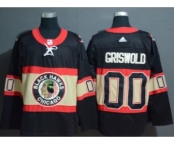 Men's Blackhawks #00 Clark Griswold Black Throwback Authentic Stitched Hockey Jersey