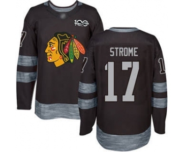 Men's Blackhawks #17 Dylan Strome Black 1917-2017 100th Anniversary Stitched Hockey Jersey